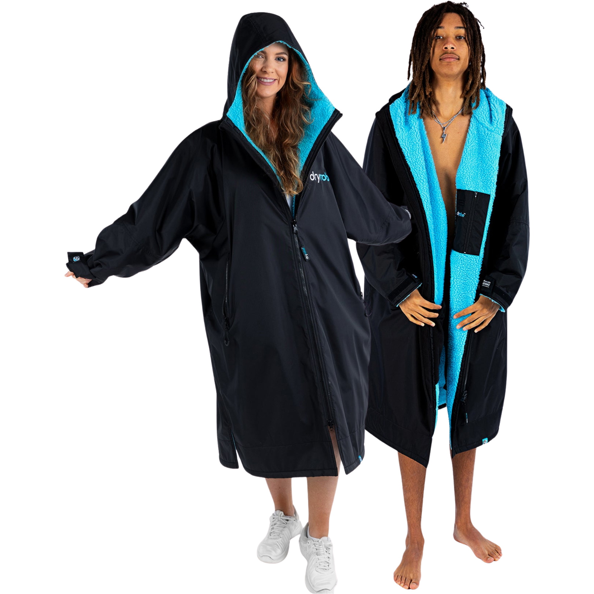 2026 Dryrobe Advance Long Sleeve Changing Robe DALSV3 - Black / Blue